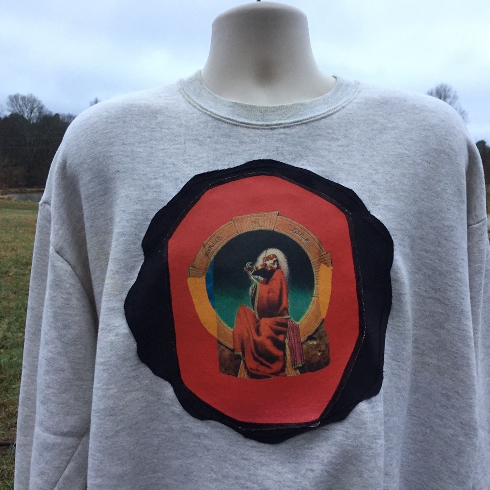 Grateful Dead Patch Upcycled 1990 Sweatshirt - image 1